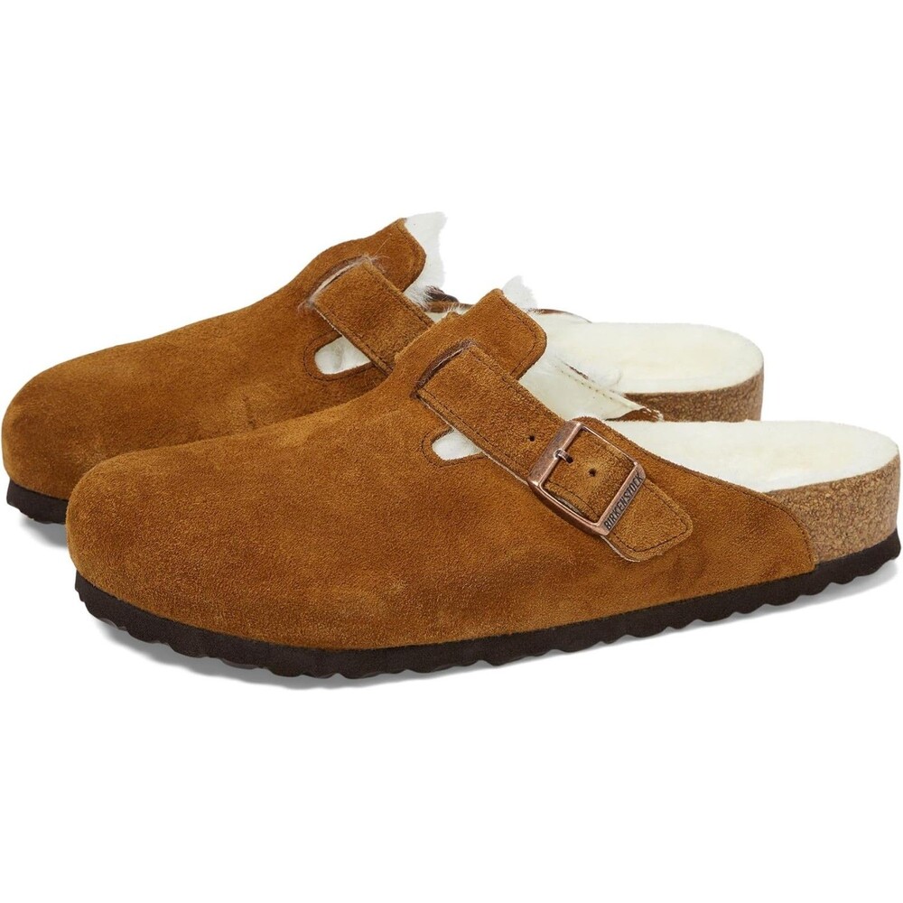 Birkenstock Unisex Boston Suede Fur Mule Clog Suede Sandals EU 43 Regular MINK